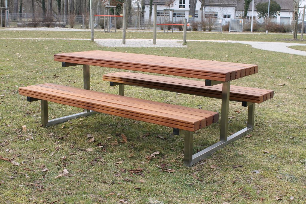Kinder Picknickbank Holz Edelstahl Tisch Bank Kombination